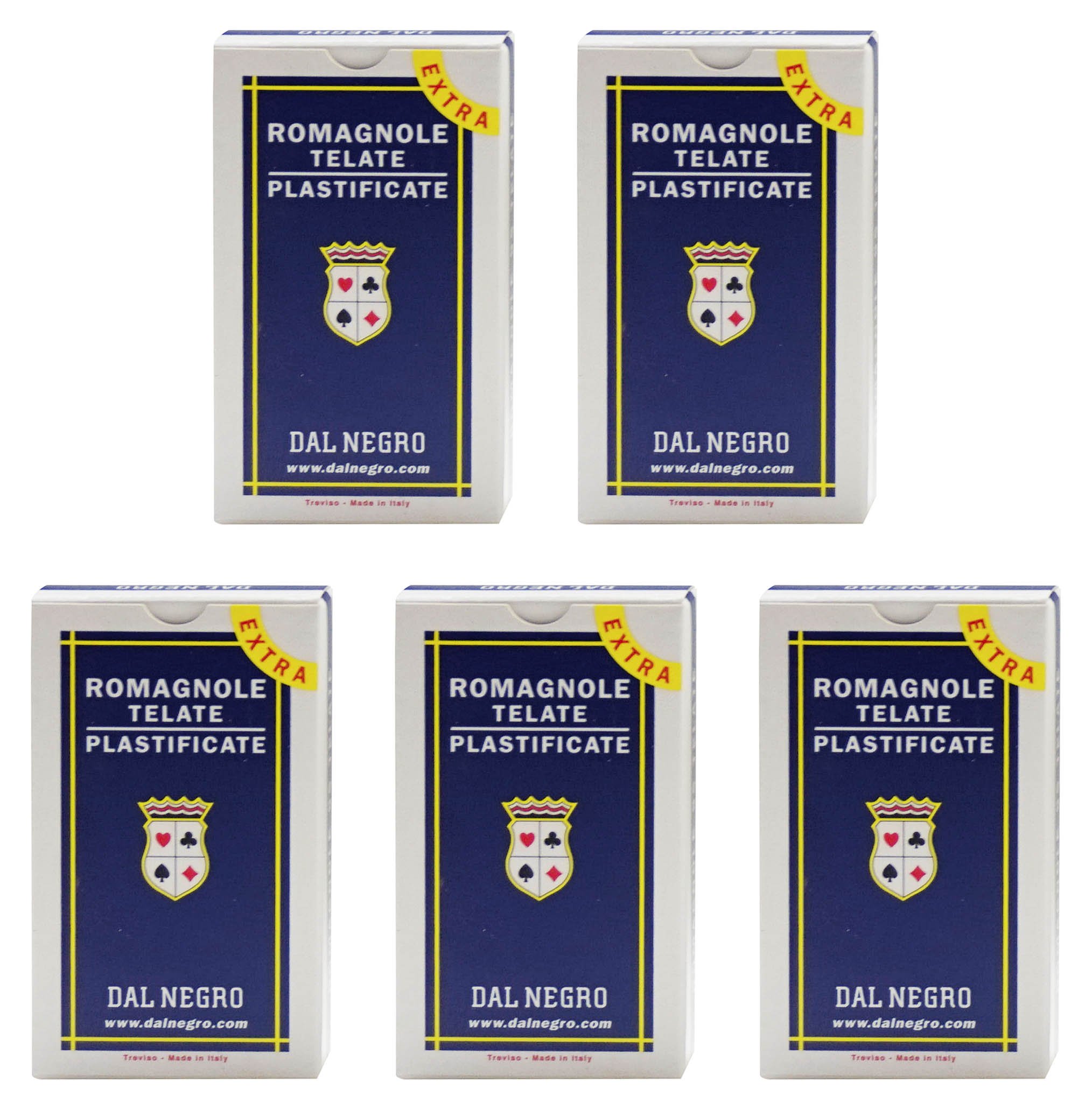 Dal Romagnole 95 Extra 014010 - Carte da gioco regionali italiane, custodia blu, 40 carte, confezione da 5 pezzi