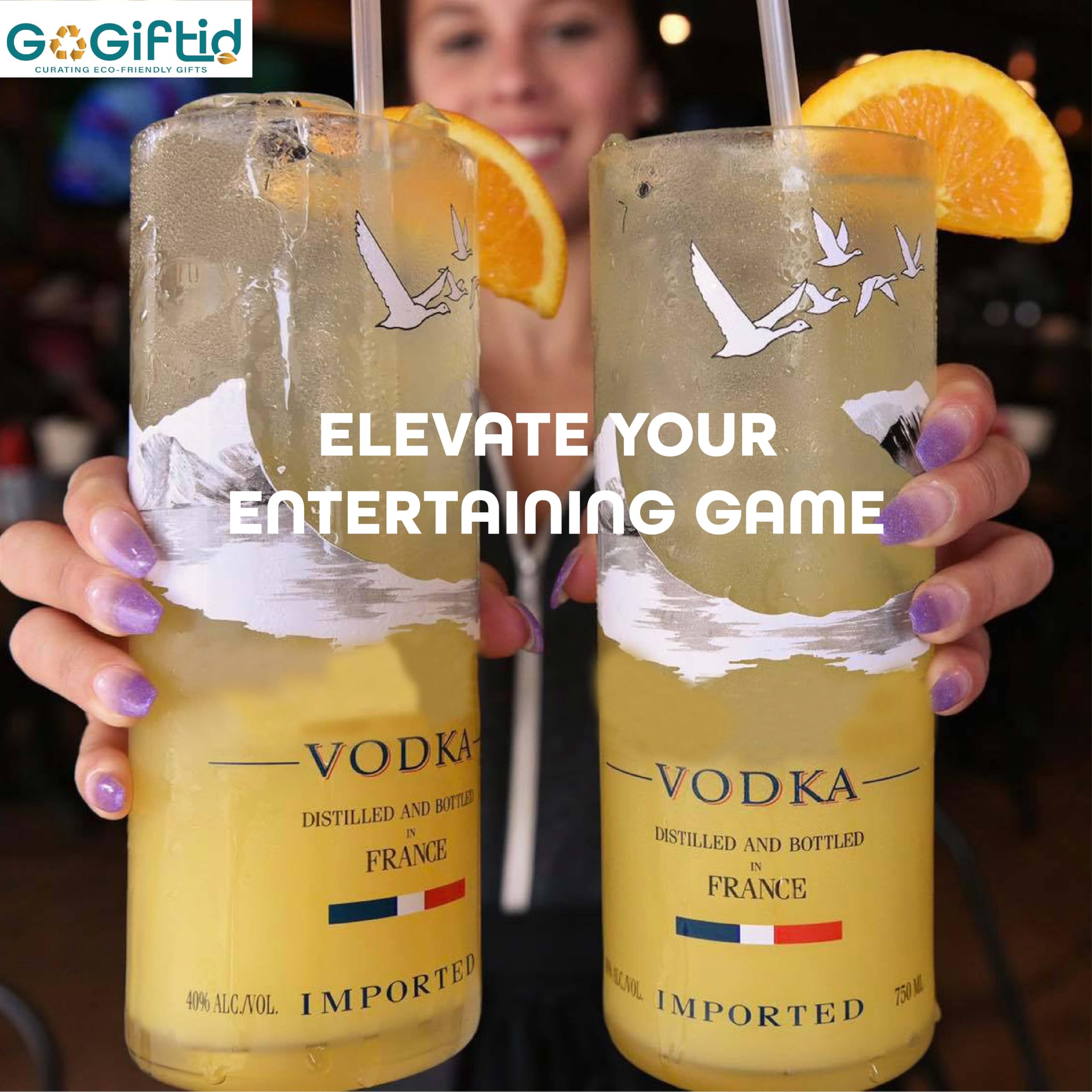 GoGiftid Verre Recyclé – Gobelet Recyclé Fait à La Main De 500 Ml