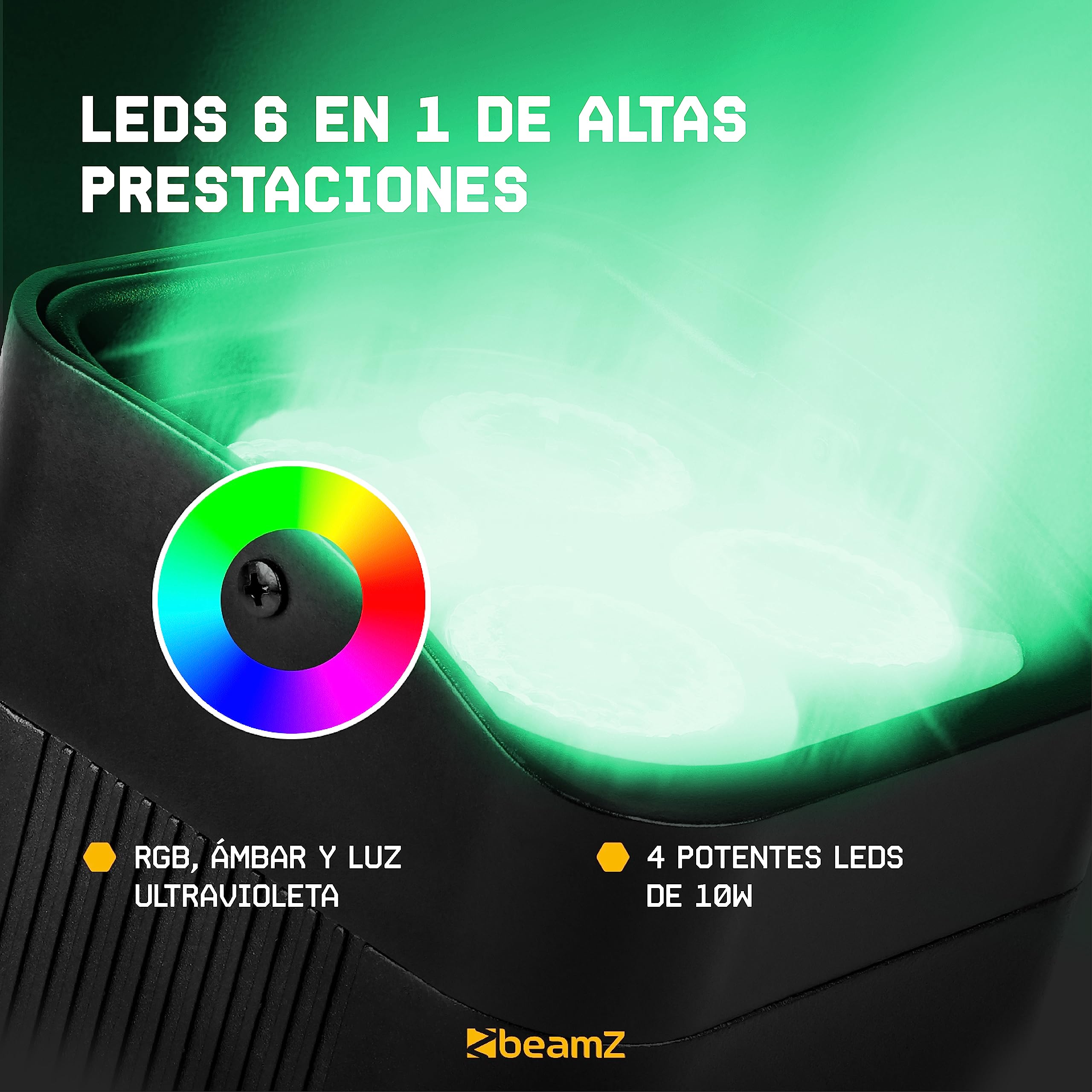 BeamZ BBP94 Pack 4 focos PAR LED con batería y flightcase | 4 barras LED RGB, control por secciones, mando y DMX, perfectas para escenarios y paredes