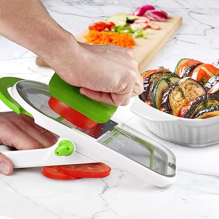 Urban Trend Mistral Slicer and Julienne, Cuts Fruits and Vegetables in 2 Directions, Faster Safer Food Prep