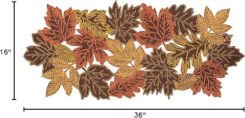 Miniatura 10 de Camino de mesa de hojas de otoño, 16 x 36 pulgadas, blanco