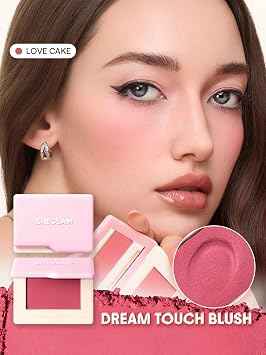 SHEGLAM Dream Touch Blush Blends Seamlessly Lightweight, Smooth, Blendable, Long-lasting Powder Blush-001 Love Cake