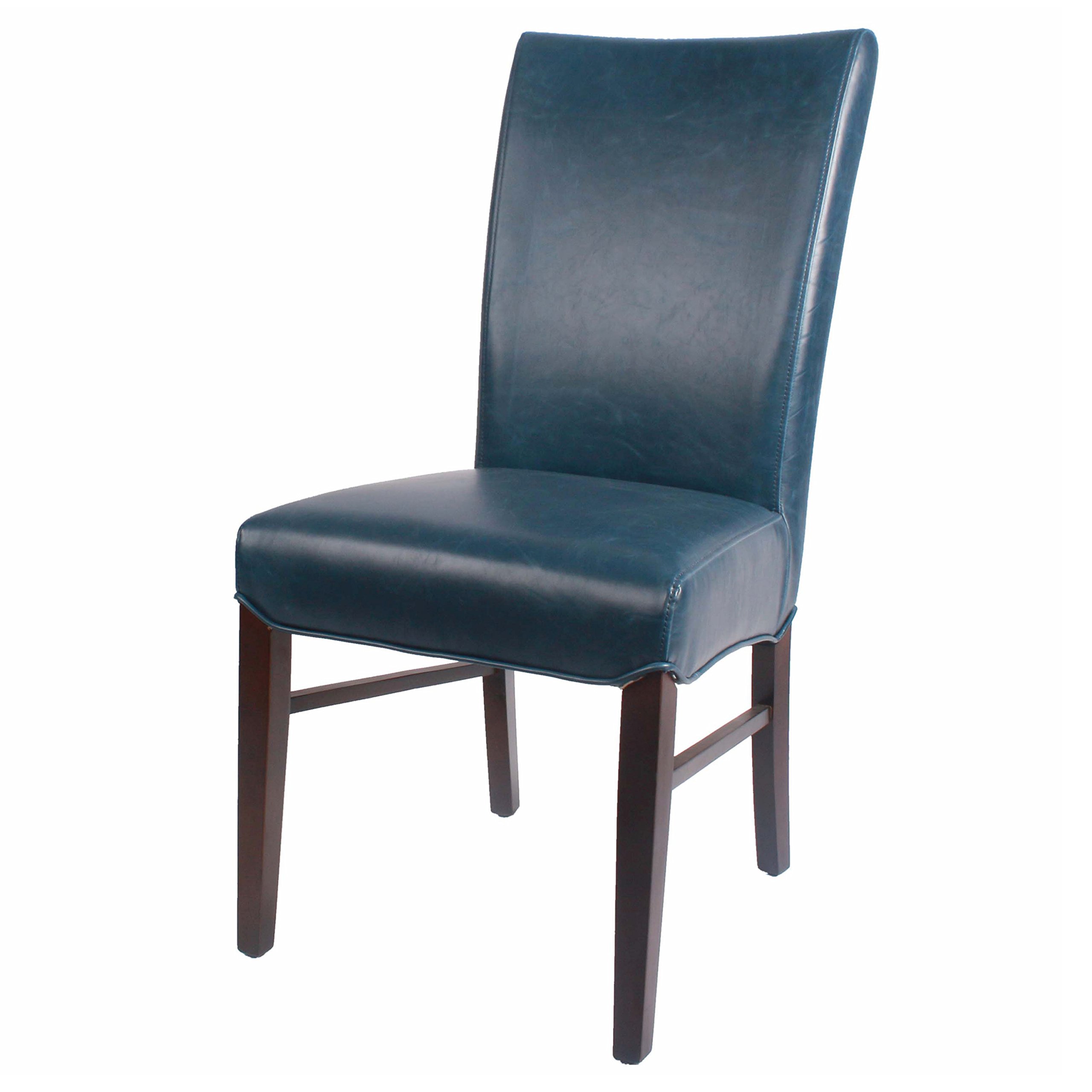 New Pacific Direct Milton Bonded Leather Chair,Brown Legs,Vintage Blue,Set of 2