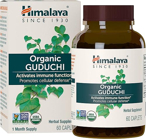 Himalaya Organic Guduchi para apoyo inmunológico activo y defensa celular, 700 mg, 60 cápsulas, suministro de 1 mes