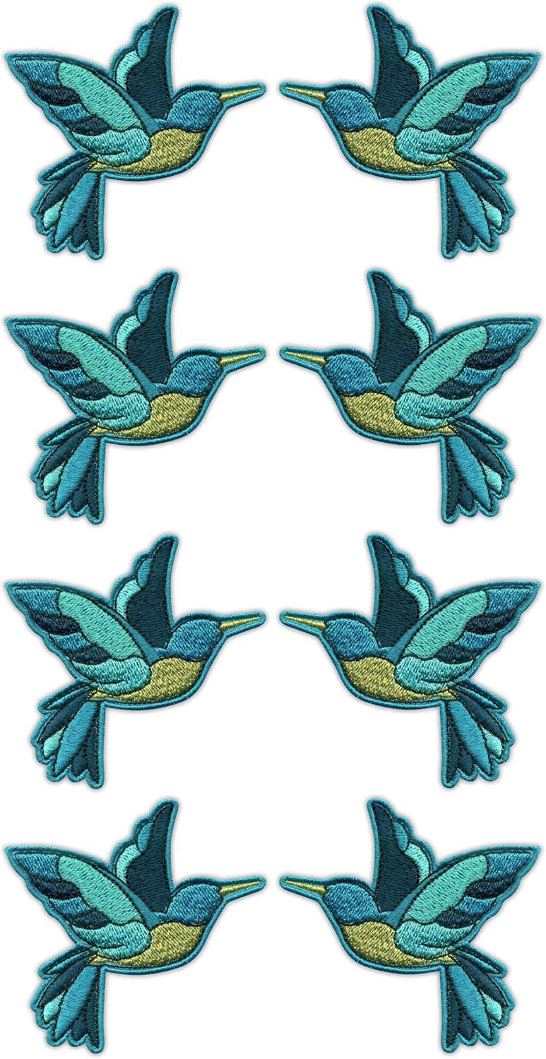 Set of Four - Patchion Birds - Hummingbird - Set - Black Hook and Loop - Embroidered Patch/Badge/Emblem