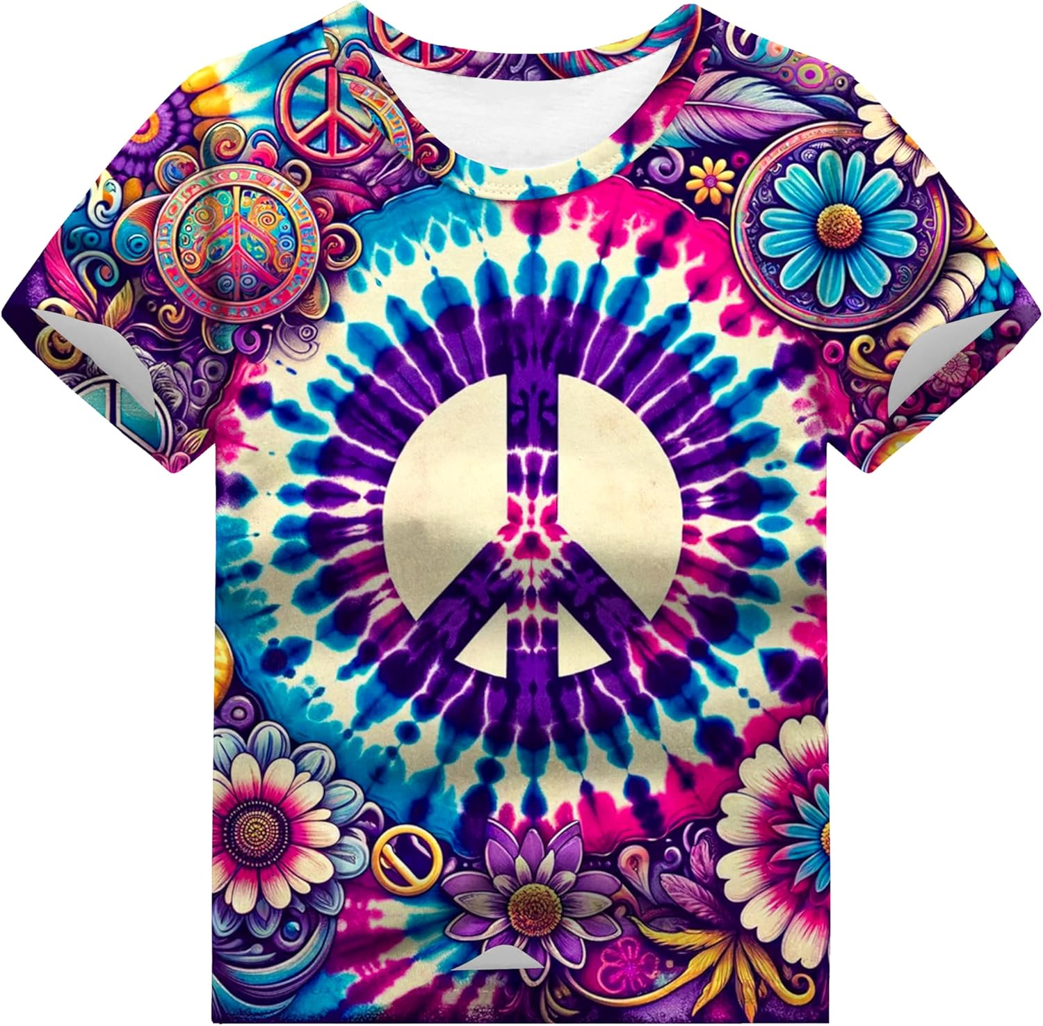 Little Kids Tie Dye Shirt for Boys Girls Tie-Dye Tshirt Hippie Tee 4-12