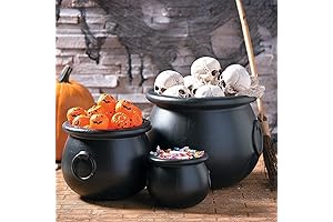 Fun Express Black Cauldron Pot 16", 12", and 8", Pack of 3
