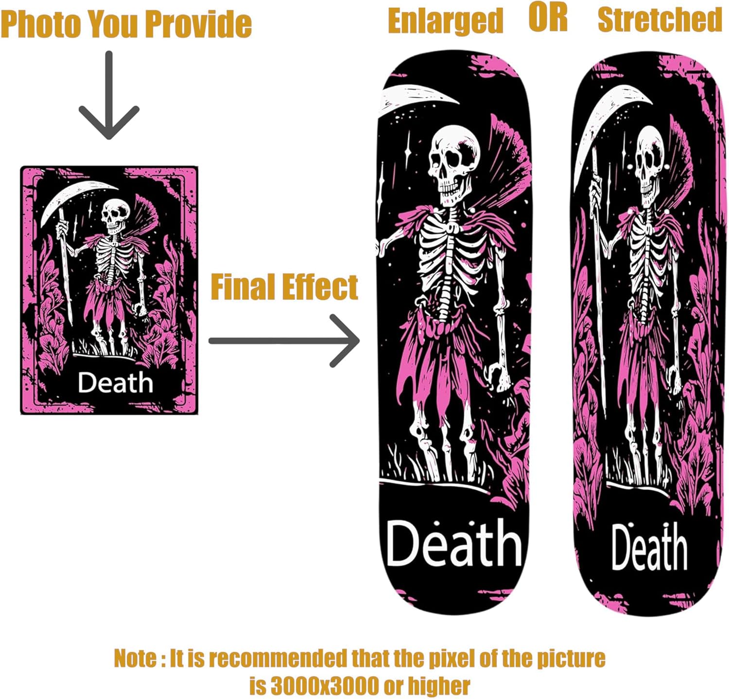 VulgrCo Custom Personalize Your Own Skateboard 31" X 8" Customized Upload Your Own Image Wall Art Skateable
