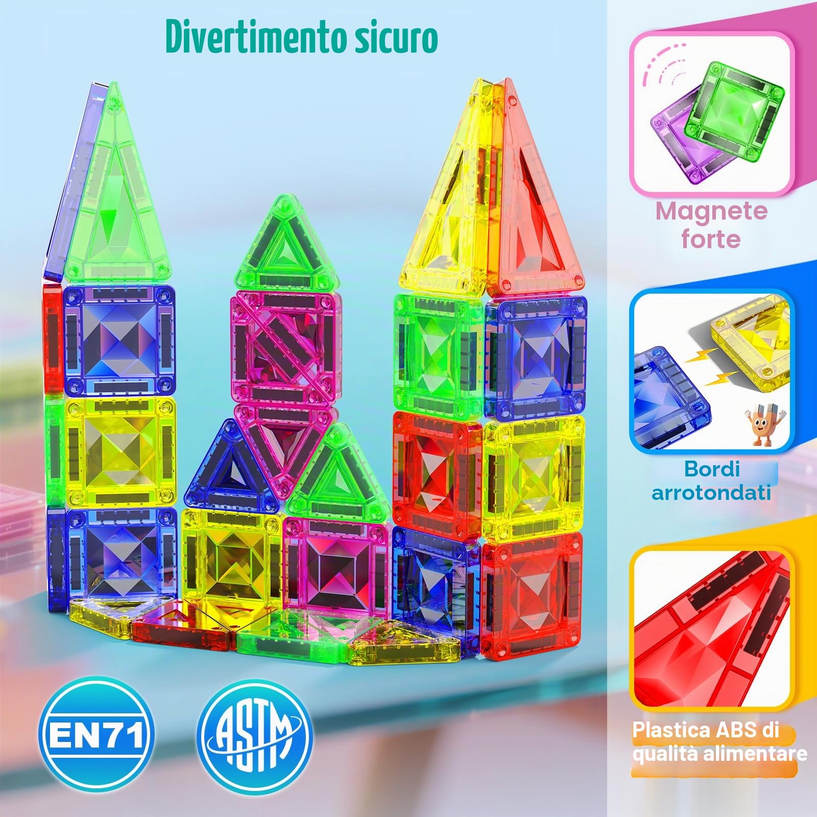 Magnetopia Mini Magnetic Building Blocks 40 Pezzi - Set Viaggio con Scatola Metallica, Animali e Veicoli, Giocattolo Magnetico Creativo per Bambini 3, 4, 5, 6, 7, 8 Anni, Perfetto da portare in giro