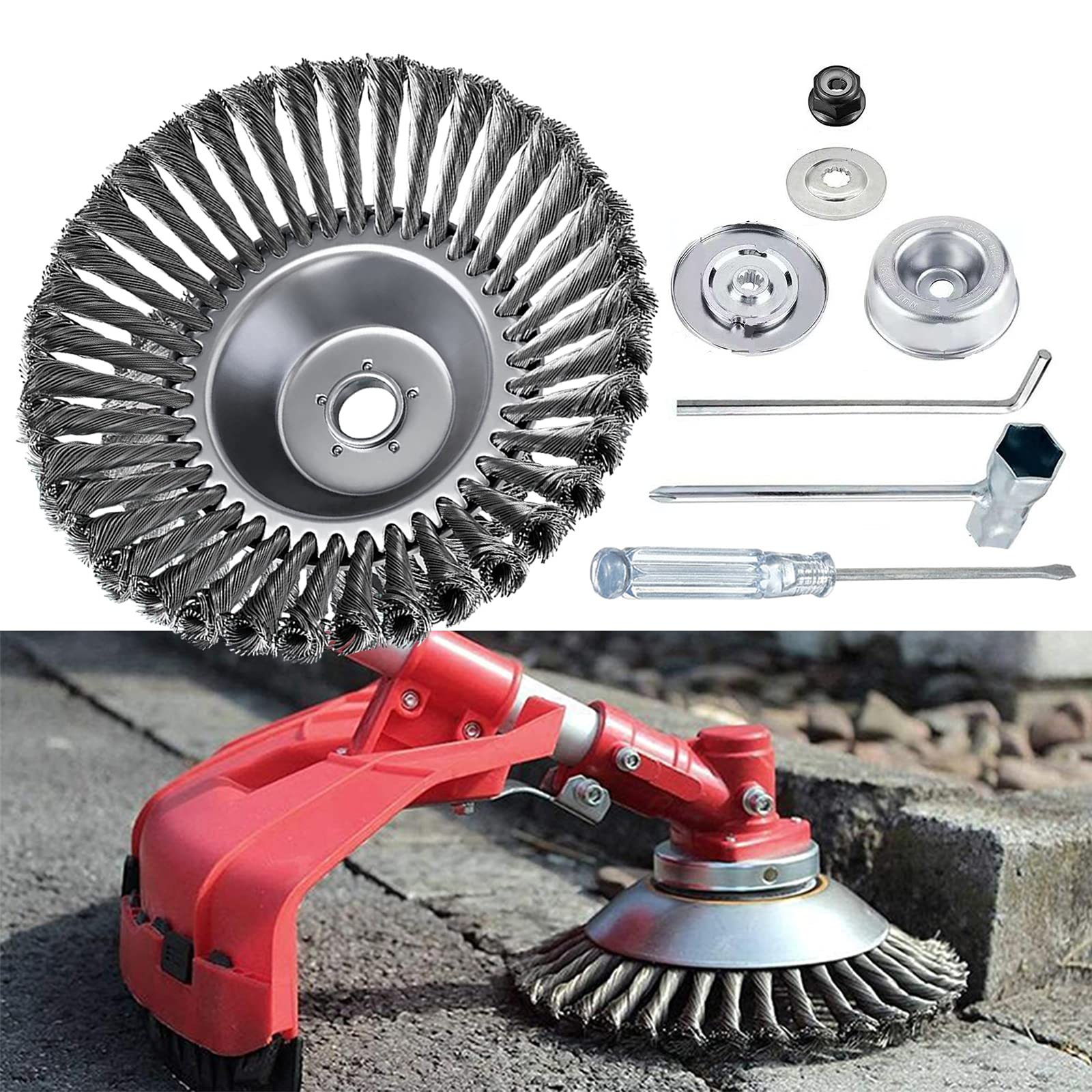 Testina universale per decespugliatore con kit adattatore per tosaerba da giardino con 7 accessori inclusi