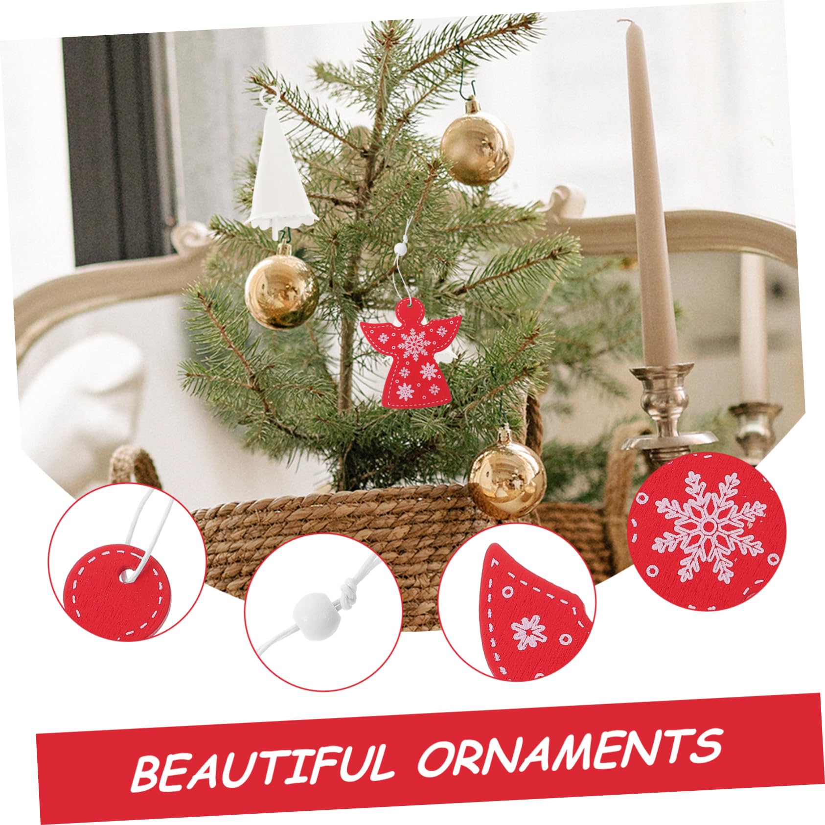 4 Juegos Colgante De Madera De Ángel Colgante De Decoración De Árbol De Navidad Adornos De Ángel Colgante De Navidad Adorno De Fiesta De Navidad Mini Bola Navideña 20 Piezas * 4