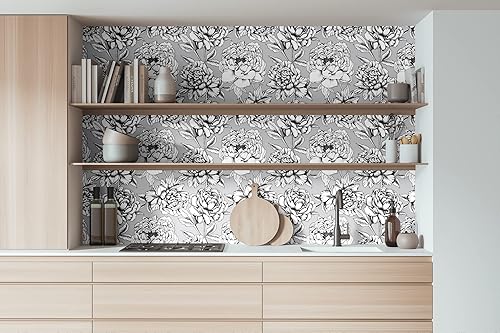 Vista 13 de Blooming Wall Lotus Lily Damasks - Papel tapiz para despegar y pegar (17.7 x 394 pulgadas, dorado metálico)