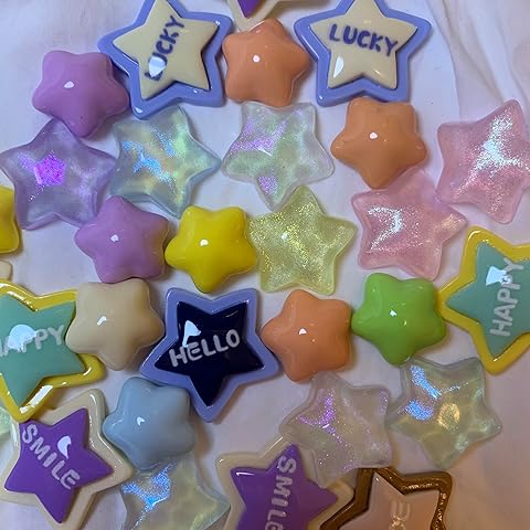 30Pcs Stars Cute Charms,Flatback Resin Beads for Jewelry Making, Slime Charms for D...