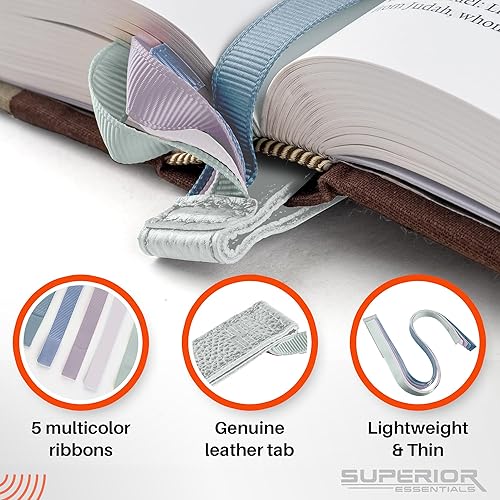 Miniatura 5 de Superior Essentials Marcapáginas magnético de múltiples cintas bíblicas con iniciales en relieve personalizables, cinta bíblica acoplable,