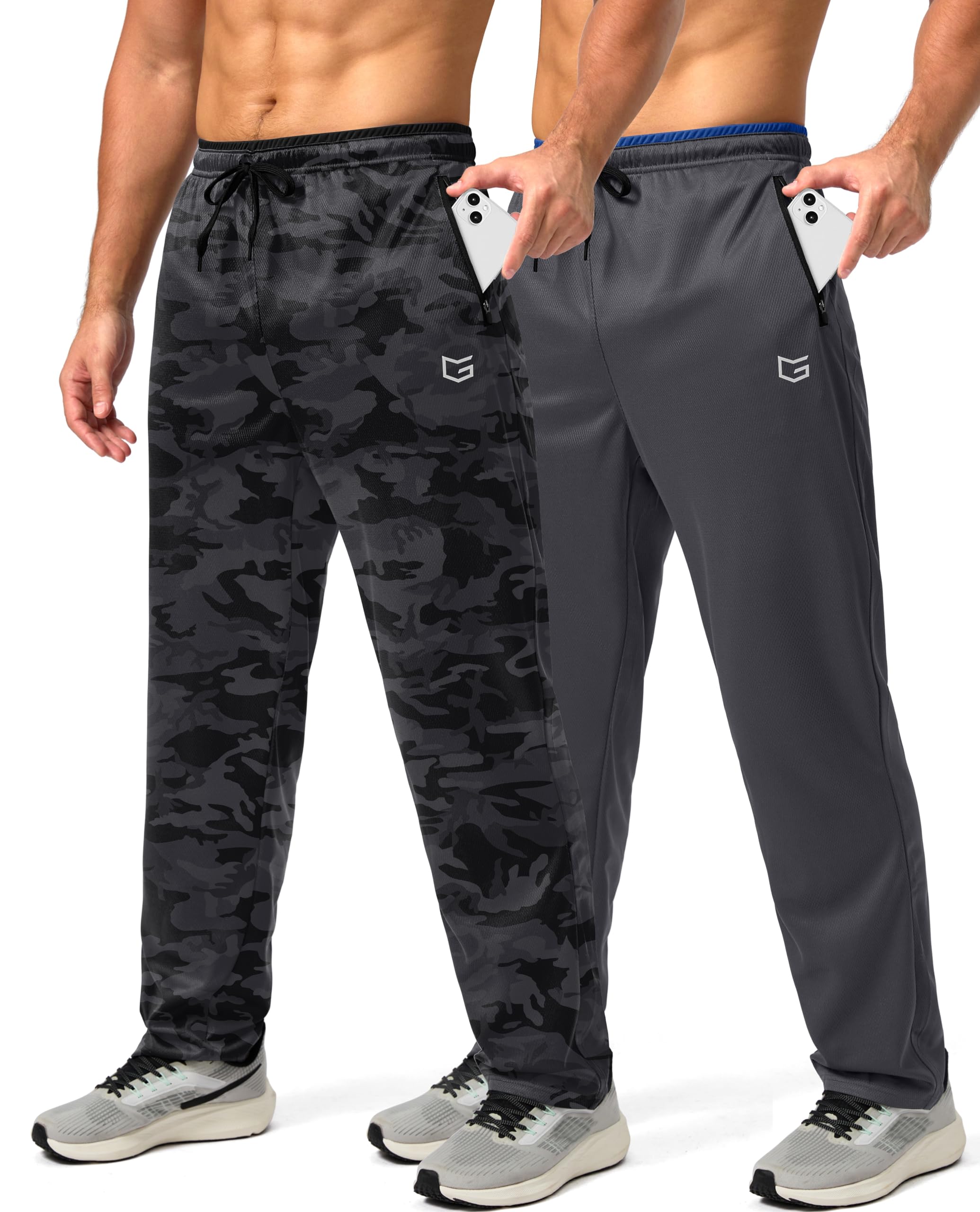 G Gradual Men's Sweatpants Mesh Lightweight with Zip Pockets Breathable Quick Dry Athletic Pants for Workout Running