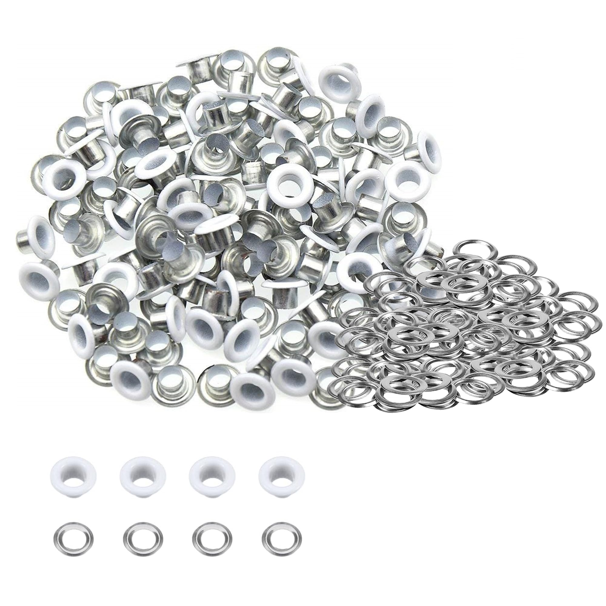 Trimming Shop Matt White Eyelets With Washers Durable Grommets For Diy Leathercraft Projects, Sewing & Repair Clothing, Scrapbooking & Handbag Decoration, 4Mm, 100Pcs