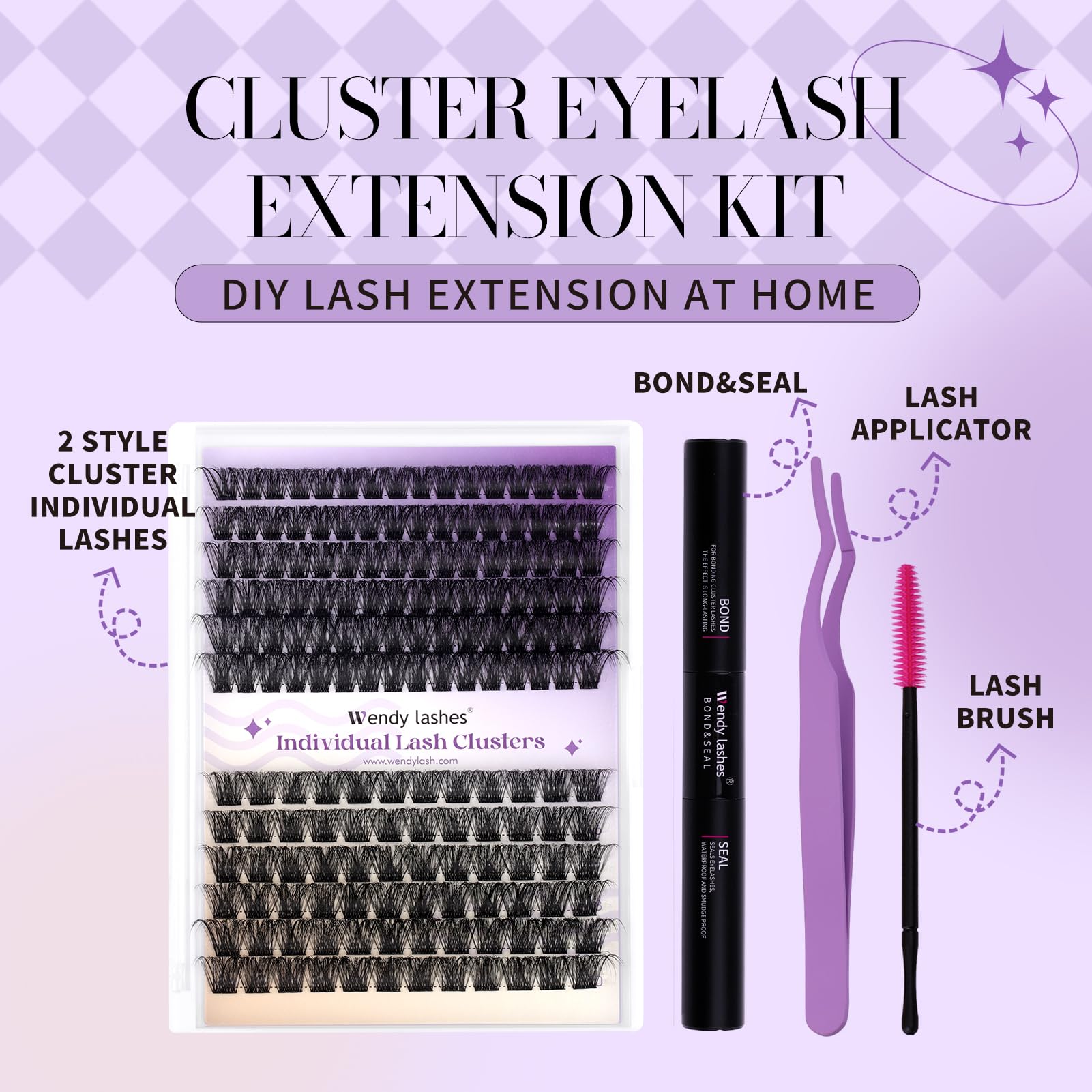 Cluster-Lashes Kit 16-20mm D Curl Mixed Natural Individual Eyelashes Extensions DIY Wide Stem 0.07mm Reusable Soft and Wispy(kit-C3+C9-D-1620) - Image 3