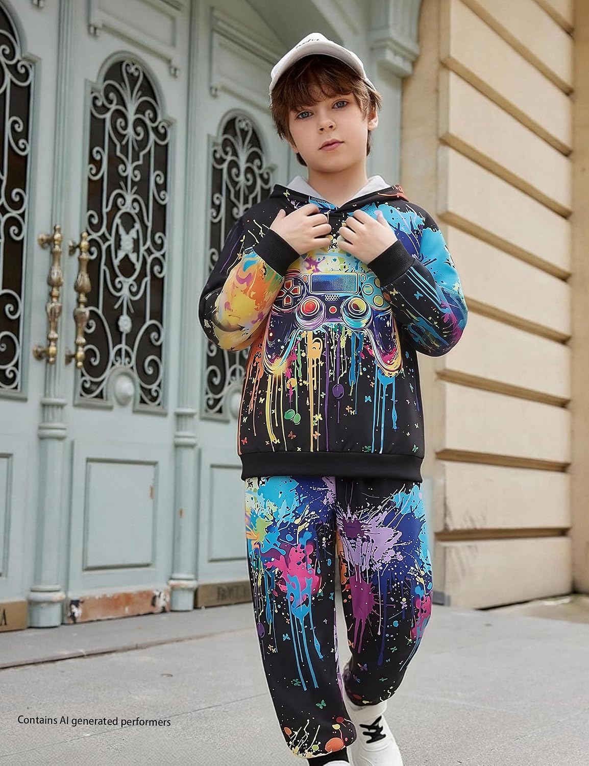 Boys 2 Piece Gaming Outfit Set, Hoodie and Jogger Pants, Ages 6-13 image 4