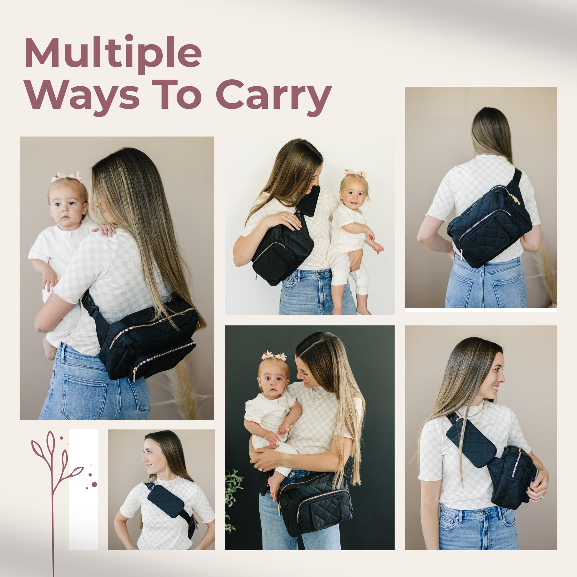 Lion & Light Kleine Mini-Wickeltasche mit tragbarer Wickelunterlage, Bauchtasche