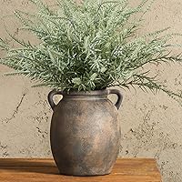 Vista 16 de Florero de cerámica de 7.6 pulgadas, jarrón rústico de granja, jarrones de cerámica decorativa de terracota para decoración del hogar, mesa, repisa