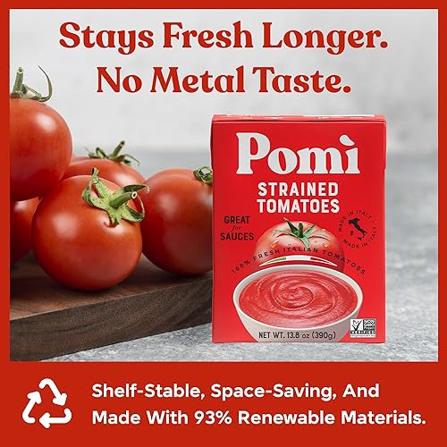 Miniatura 8 de Pomì - Tomates colados - Puré de tomate italiano cremoso y aterciopelado con un toque de sal, sin aditivos ni conservantes, hecho de tomates