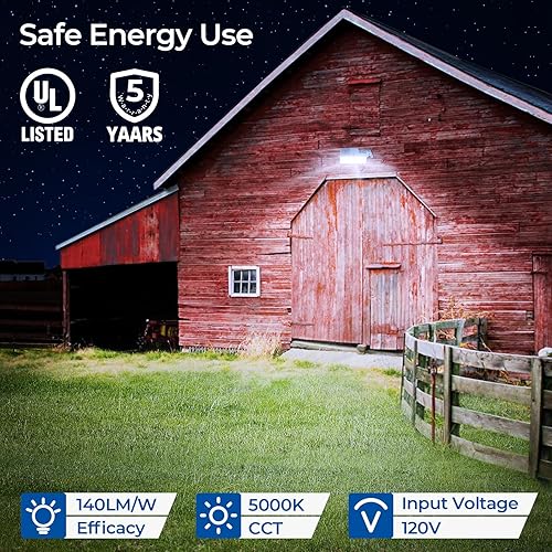 Miniatura 2 de CINOTON Luz LED de granero, iluminación exterior del atardecer al amanecer, 70 W, 8400 lm, 5000 K, luz de inundación de seguridad exterior con
