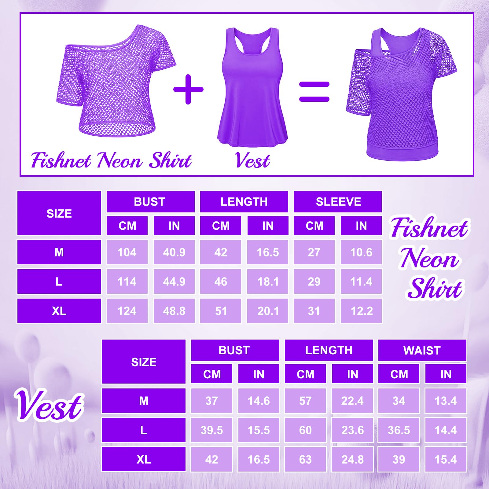 Saier tbo 20Pcs 80s Costume Accessories Set for Women 1980s Fancy Dress Outfit Kit with Fishnet Top Tank Top Leg Warmers Fishnet Gloves for Girls 80s Theme Party Disco Party Cosplay Dress Up - Image 3