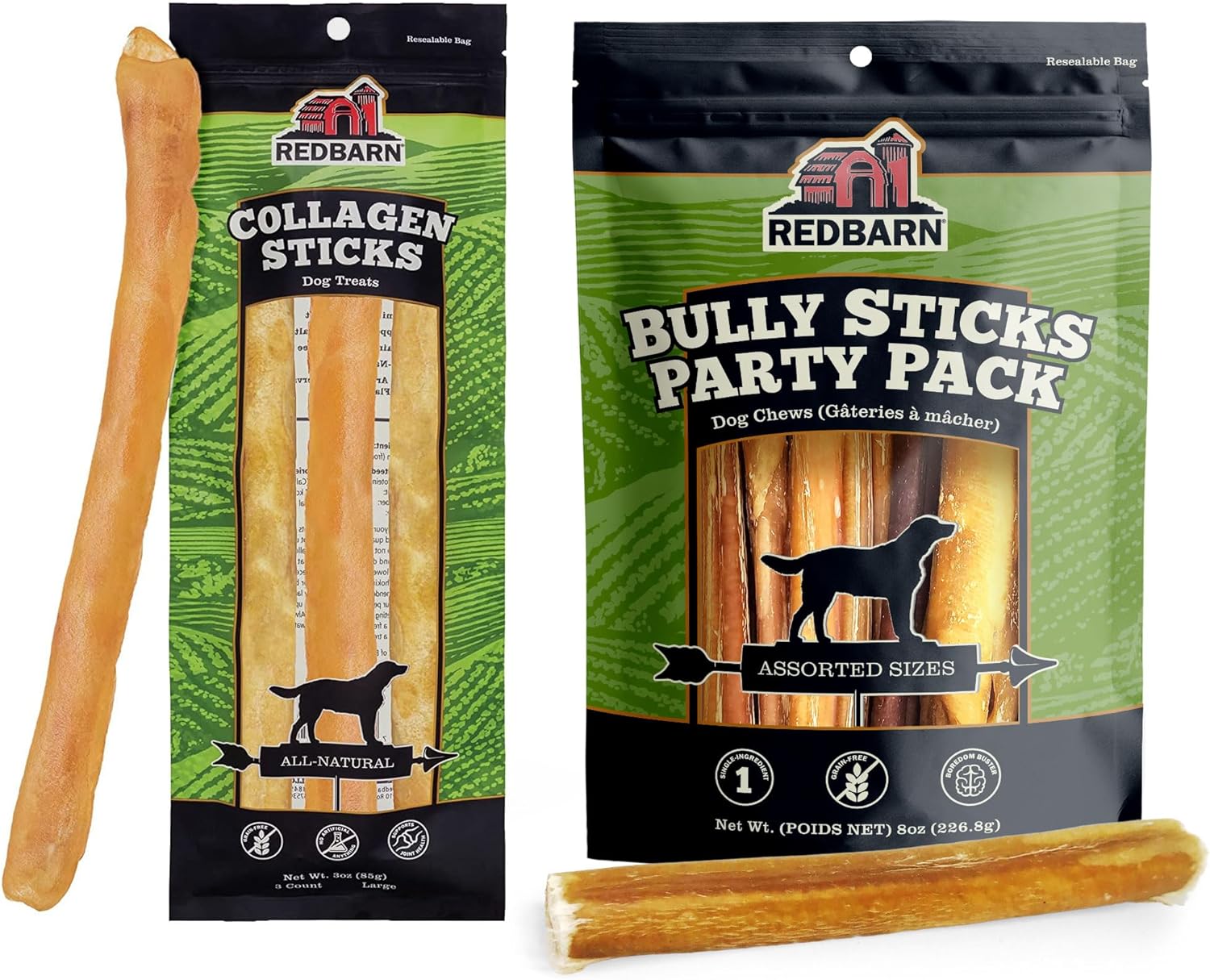Redbarn Bully Sticks 58" Variety Pack and Beef Collagen