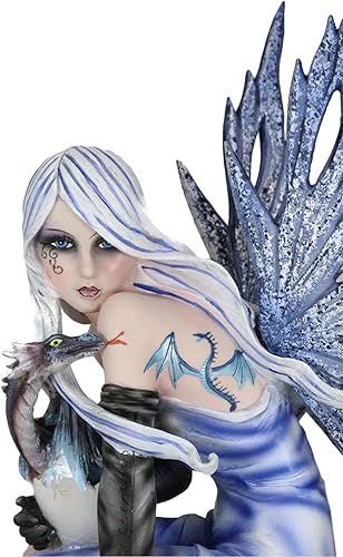 Miniatura 7 de Ebros Gift Figura mágica coleccionable de hada gótica azul con dragón bebé negro de 12.25 pulgadas de alto