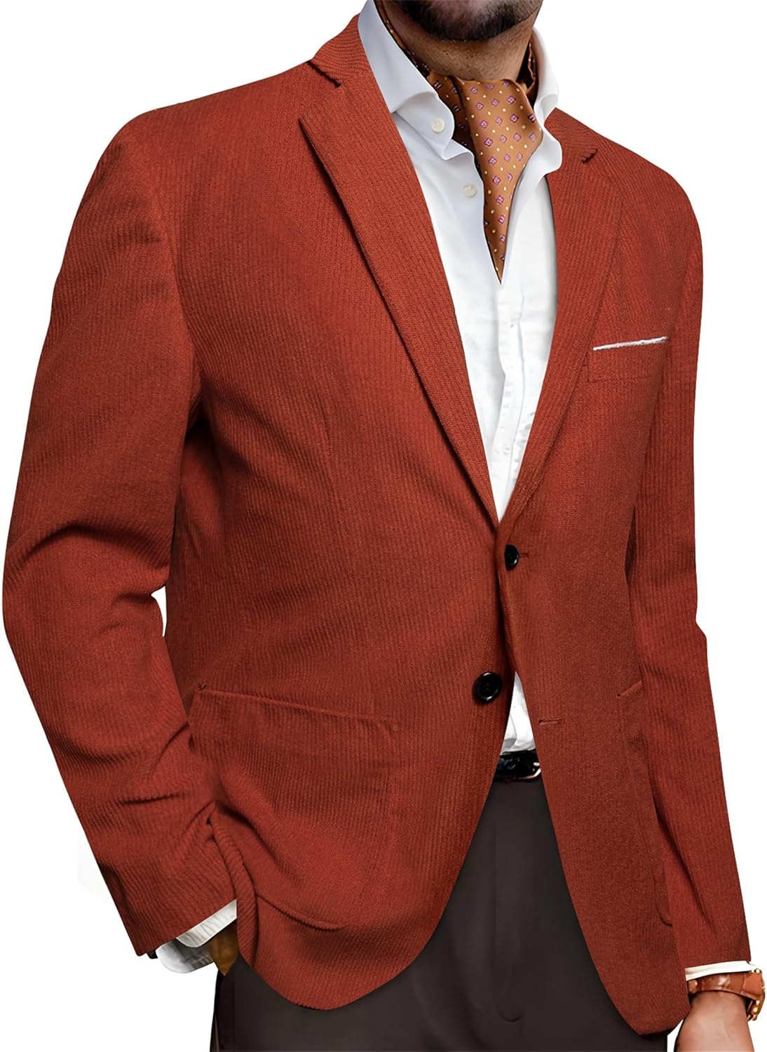 Barry.Wang Mens Vintage Blazer Corduroy Sport Coat Regular Fit Suit Jacket Halloween Christmas Holiday Cruise