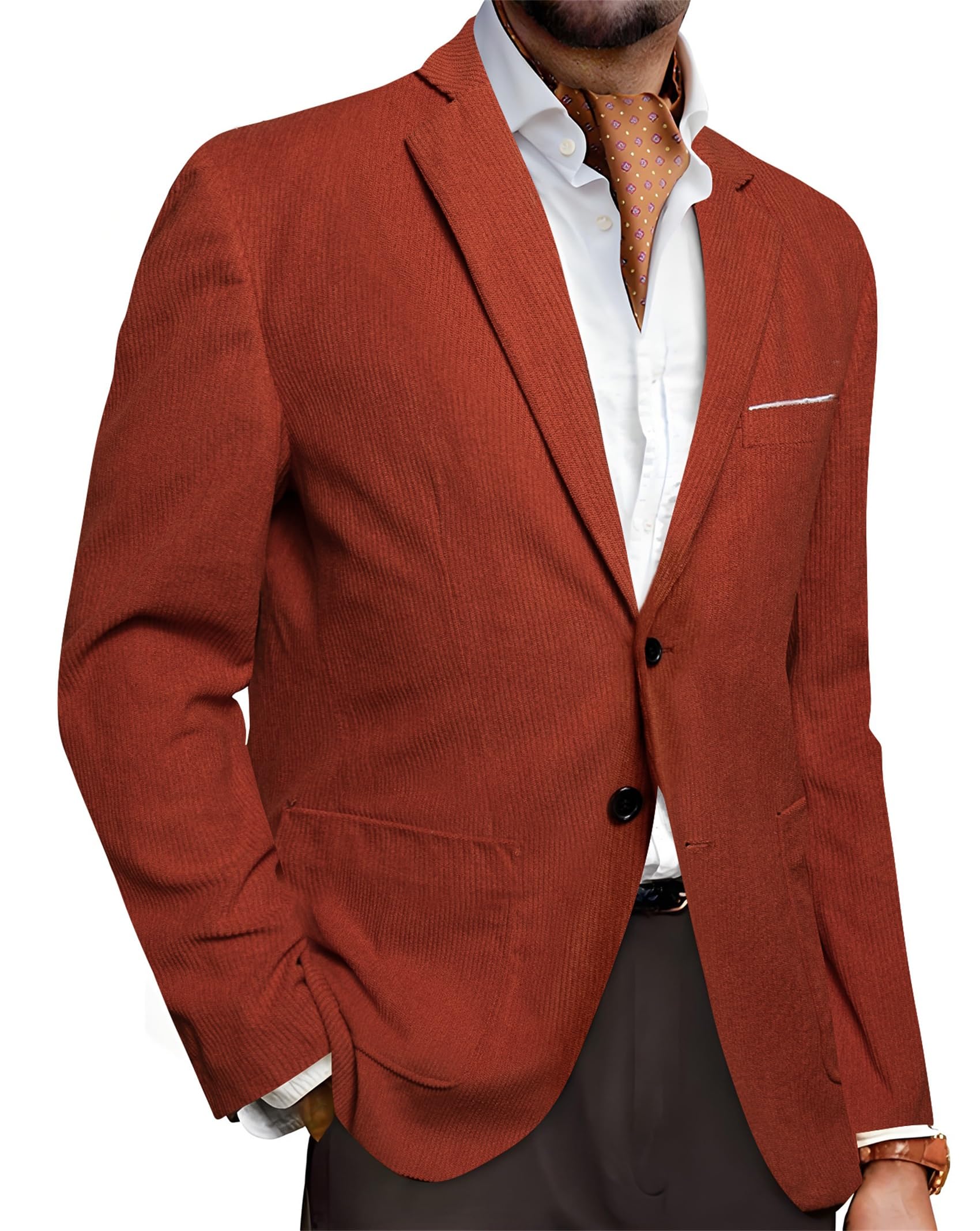 Barry.Wang Men's Vintage Corduroy Blazer Jackets Business Casual Sport Coat