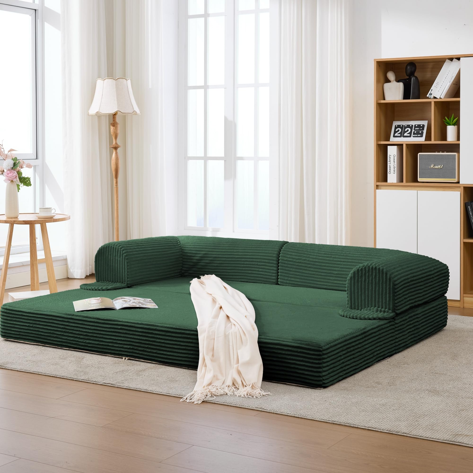 Yihomfy Divano convertibile a 3 posti in velluto a coste divano compresso per soggiorno appartamento piccolo spazio camera degli ospiti minimalista design divano letto modulare click comodo