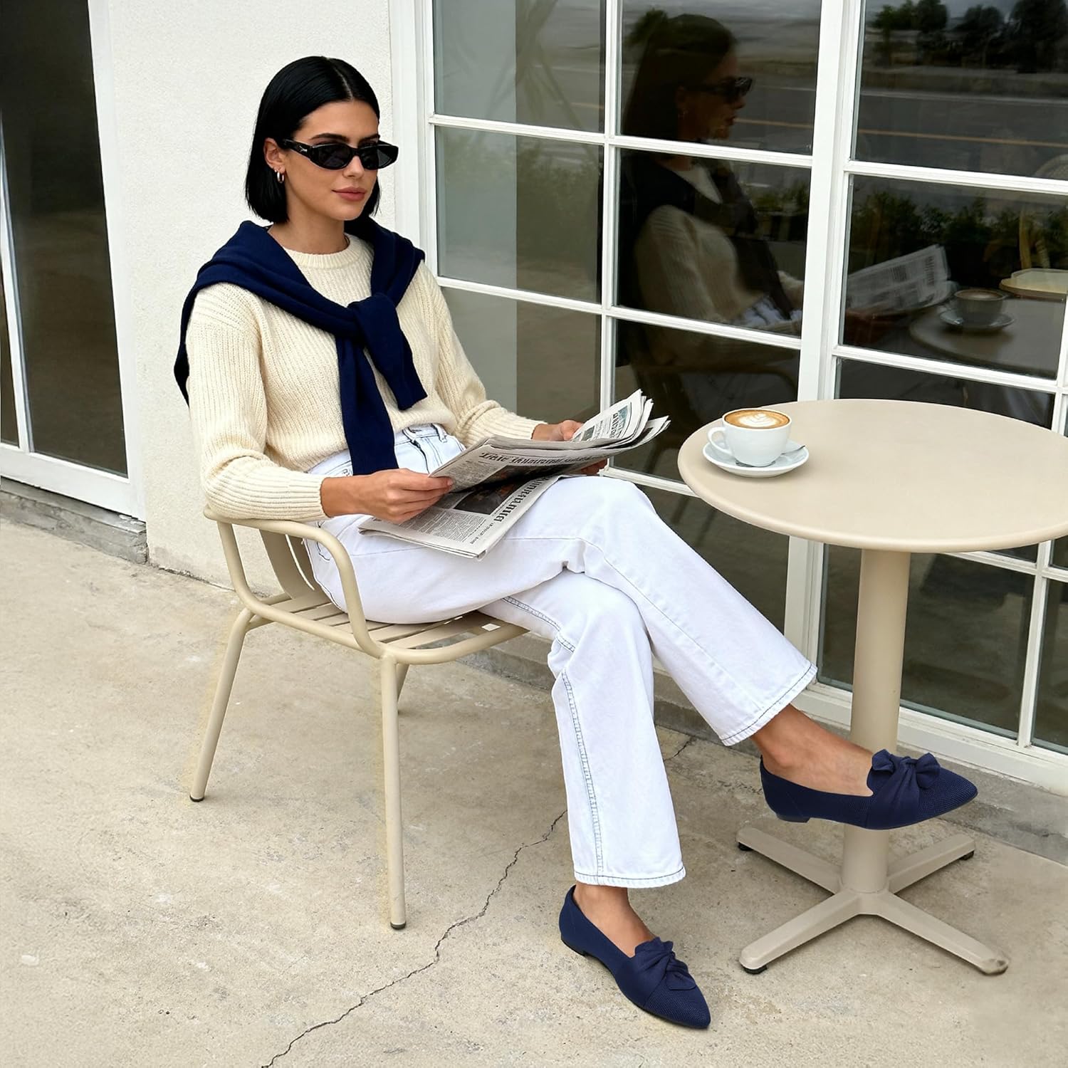 DREAM PAIRS Flats for Women Pointed Toe Foldable Knit Ballet Flats Comfortable Slip-On Dress Shoes Elegant Bow Flats for Work Office Business Casual Travel - Image 2