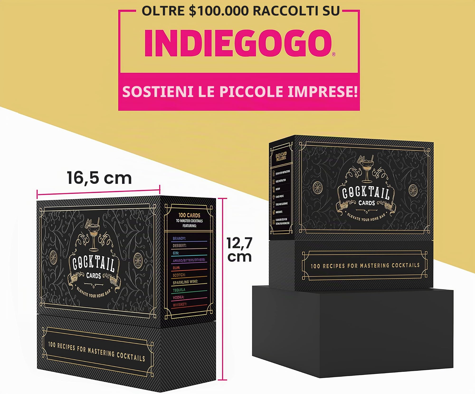 Carte da cocktail: 100 ricette di cocktail per padroneggiare i cocktail, carte da barista con istruzioni per cocktail passo passo e istruzioni video (lingua italiana non garantita)