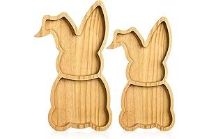 Maxcheck Bunny Serving Trays (Set of 2 Rustic Farmhouse Bunnies)