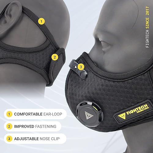 Miniatura 6 de FIGHTECH Máscara facial antipolvo con filtros de carbono extra activos y válvulas de aire, para carpintería, mudanza, construcción