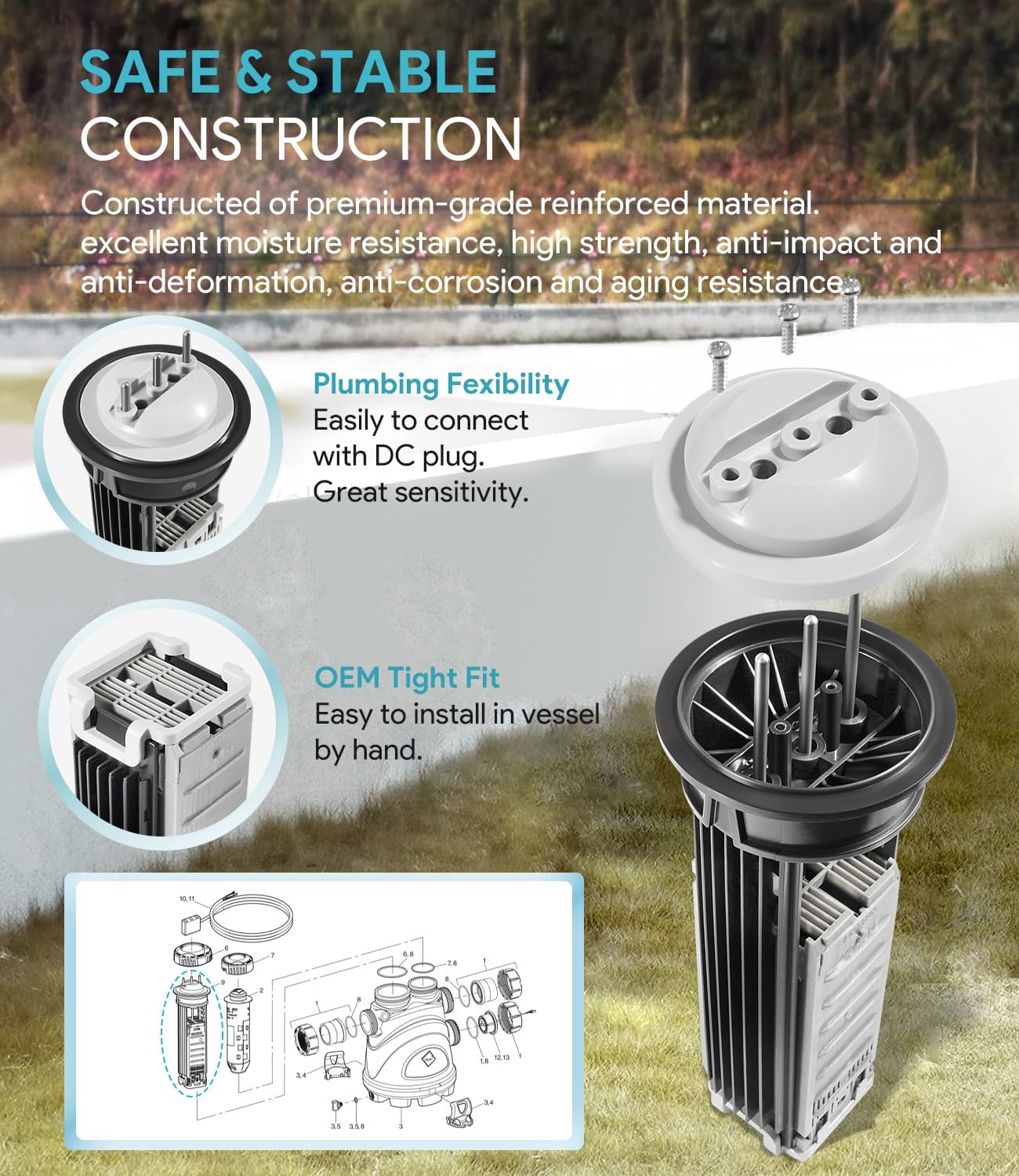 Upgrade R0503000 Cell Kit Replacement for Zodiac Nature2 Fusion Soft FSOFT1400, Fit for Zodiac Jandy Nature 2 Fusion Soft 1400 Cell Kit, for Swimming Pools up to 40,000 Gallon, O-Ring Included