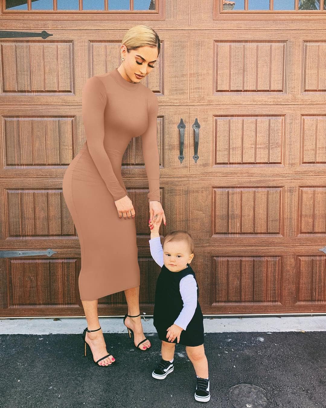 GOBLES Women's Elegant High Neck Long Sleeve Bodycon Midi Party Long Dress - Image 9