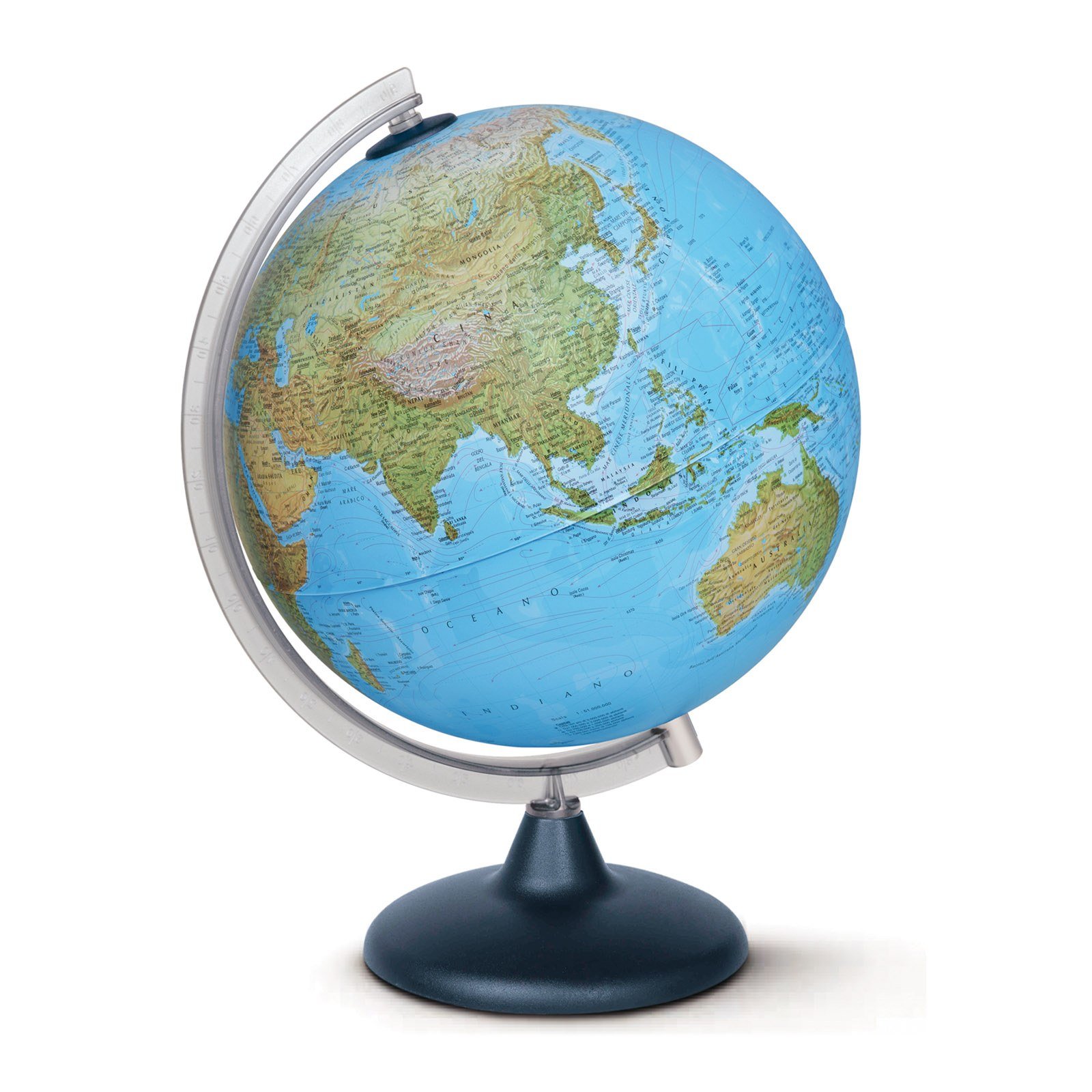 Toyland Globo Mappamondo Luminoso Geografico Elite 25 CM Novarico Arredo Camera Ufficio Ocean Blue Resina Politico