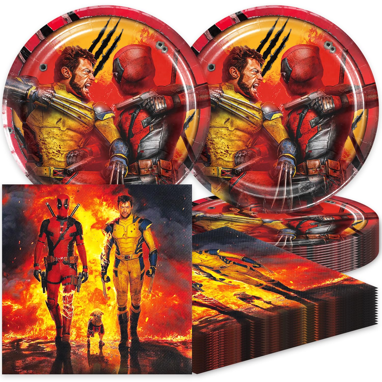 40Pack Dead-Pool Wolverine Party Supplies include 20 plates, 20 napkins for The Dead-Pool birthday party decoration
