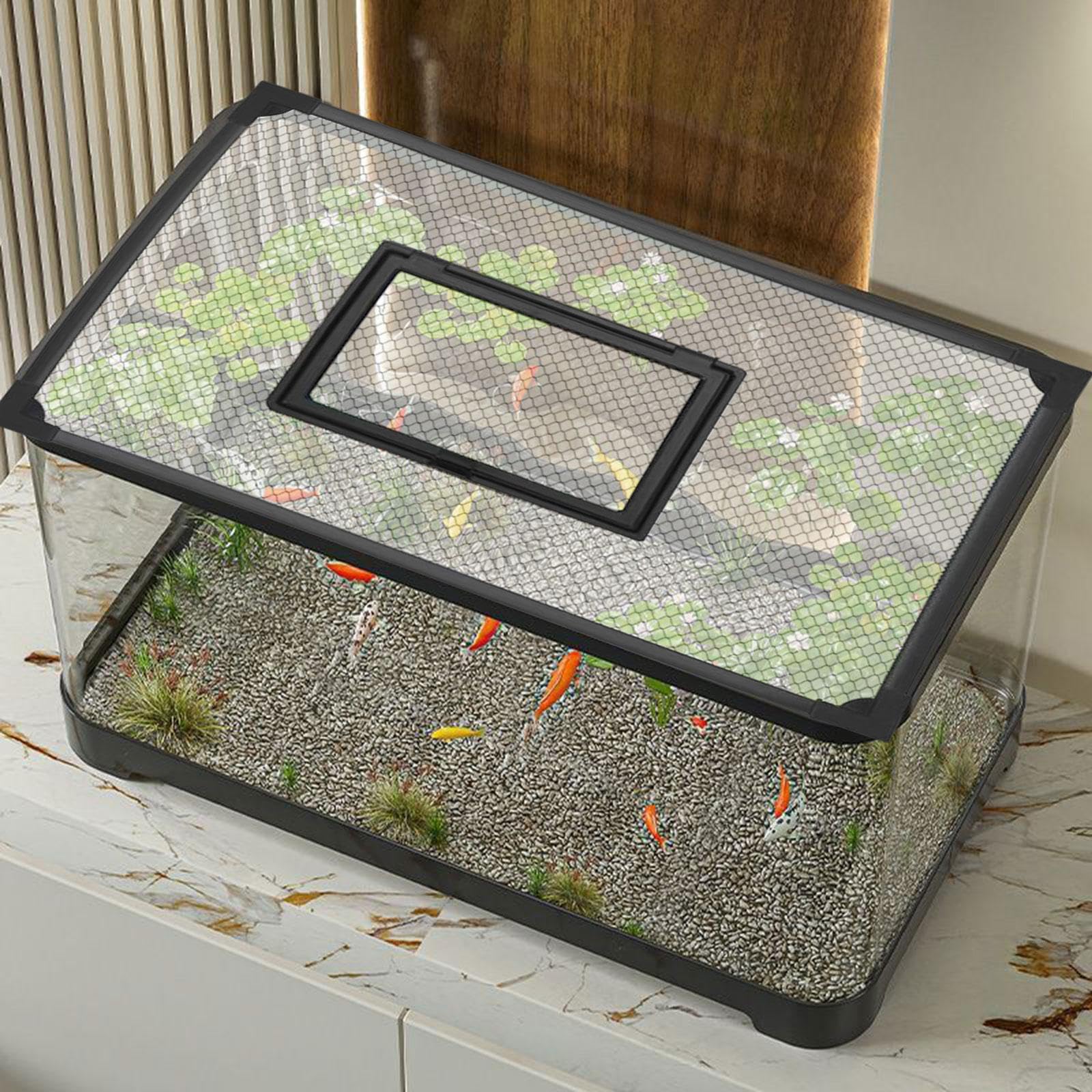 HouseVibe Aquarium Bildschirm Top Abdeckung Mesh Anti Jumping Net Schutz Netz für Fischsprungschutz – Leicht zu Reinigen – Ideal für Süßwasser & Meerwasser Aquarien- 90x45cm