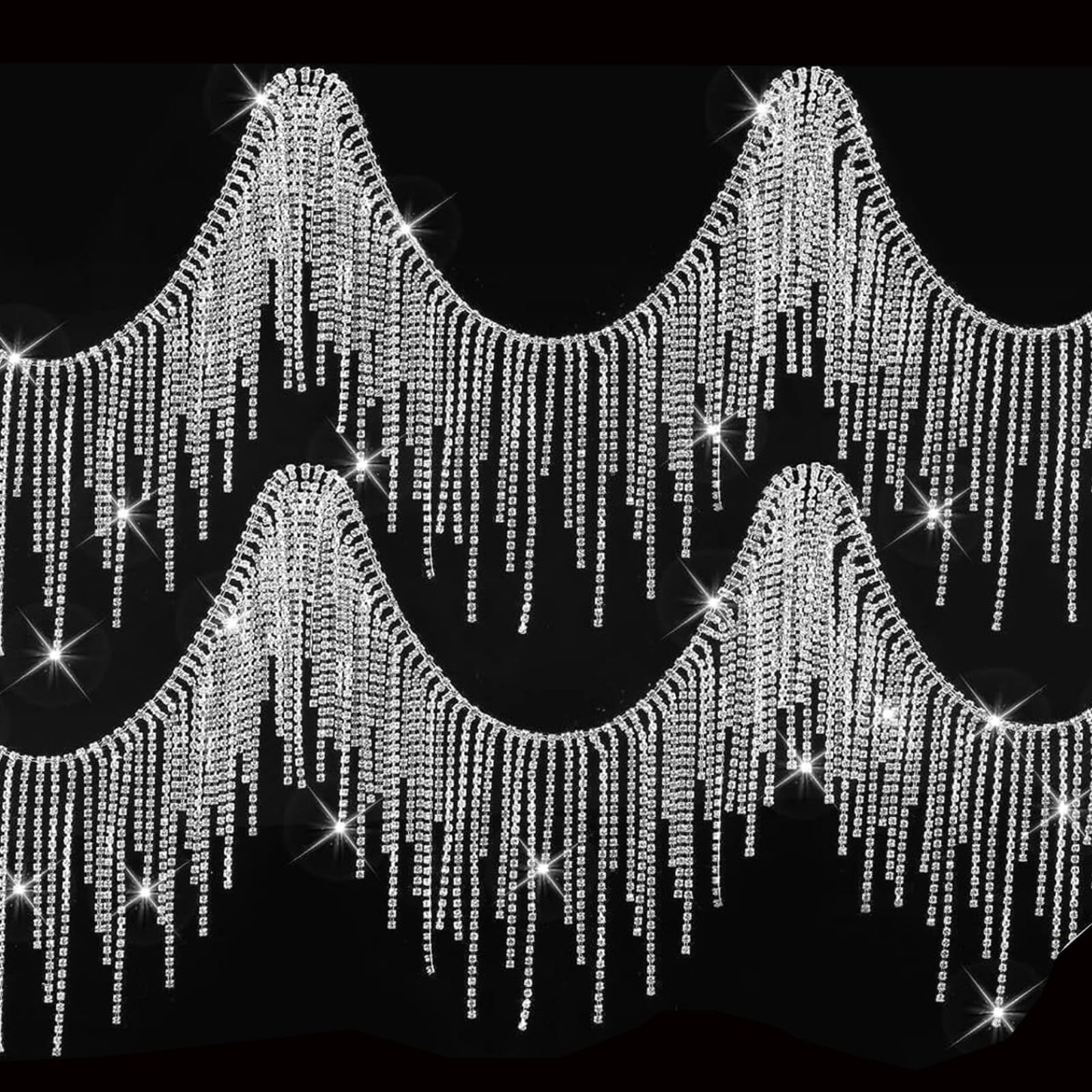 JUWAIre Rhinestone Fringe Rhinestone Trim Rhinestone Ribbon