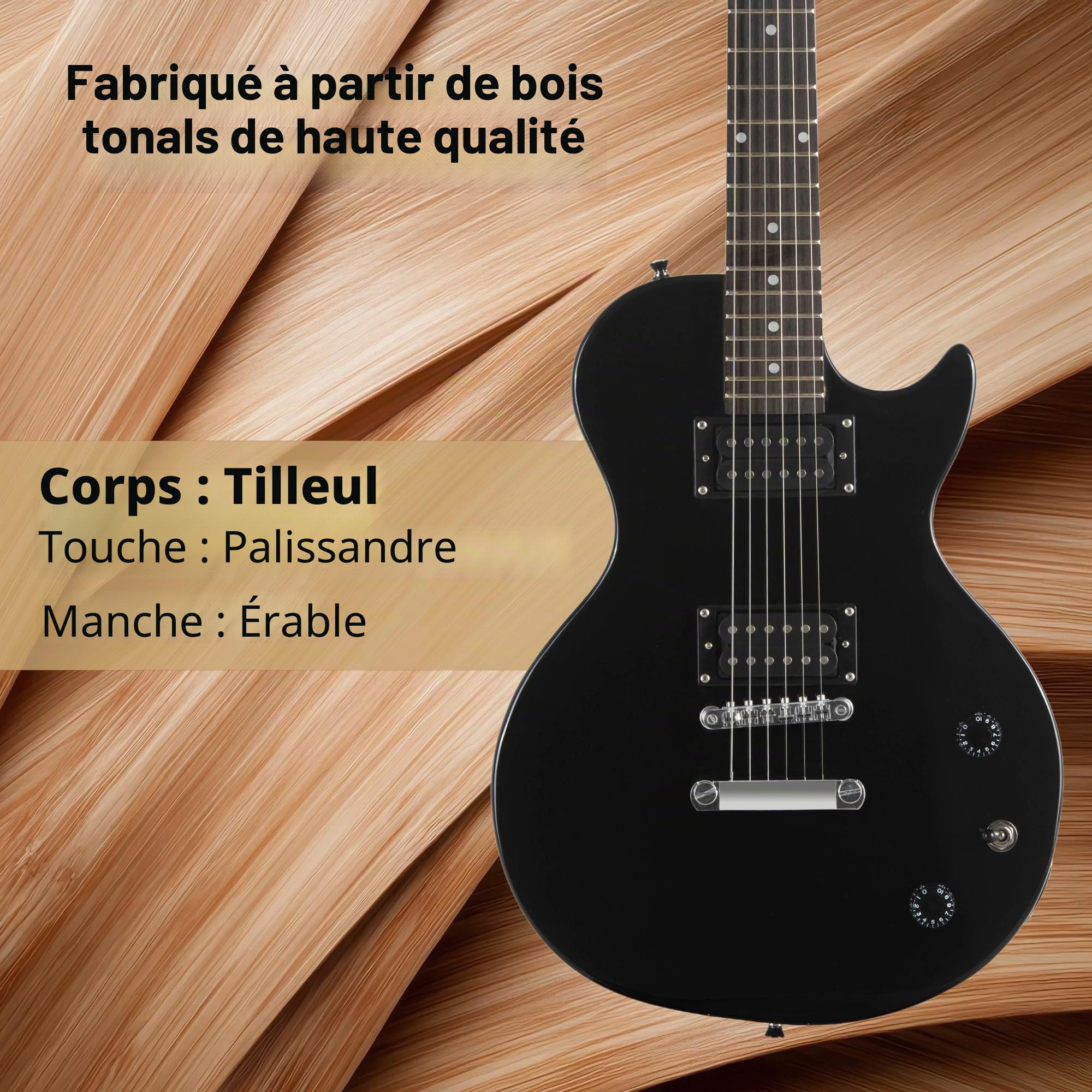 Rocktile L-100 BL Guitare Électrique Noire, Modèle Single Cut, Poids: 3