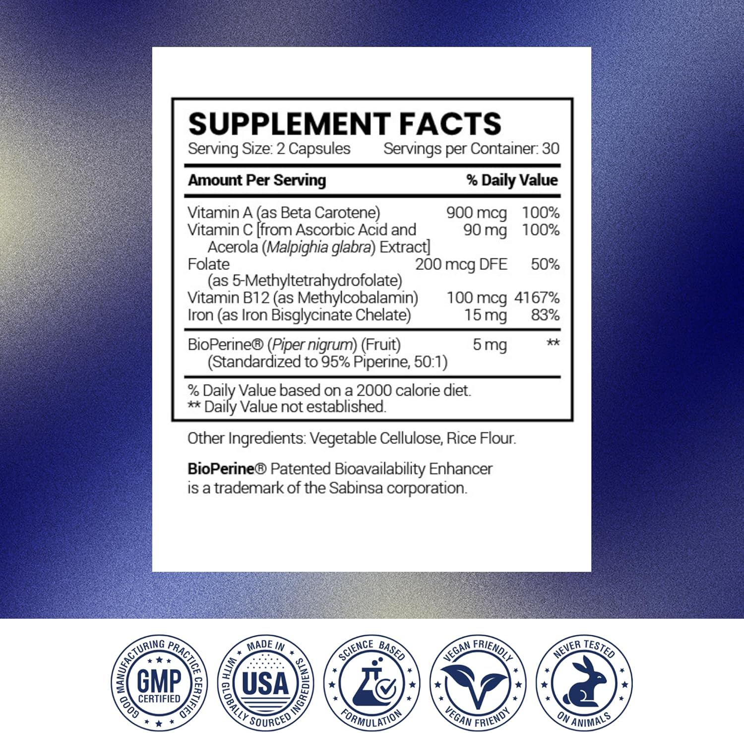 Research Verified Anemitrax - Replenish Iron, Regulate Hemoglobin, Improve Energy - Iron, Vitamin C, Vitamin A, B12, Folate, BioPerine - 360 Capsules - Vegan