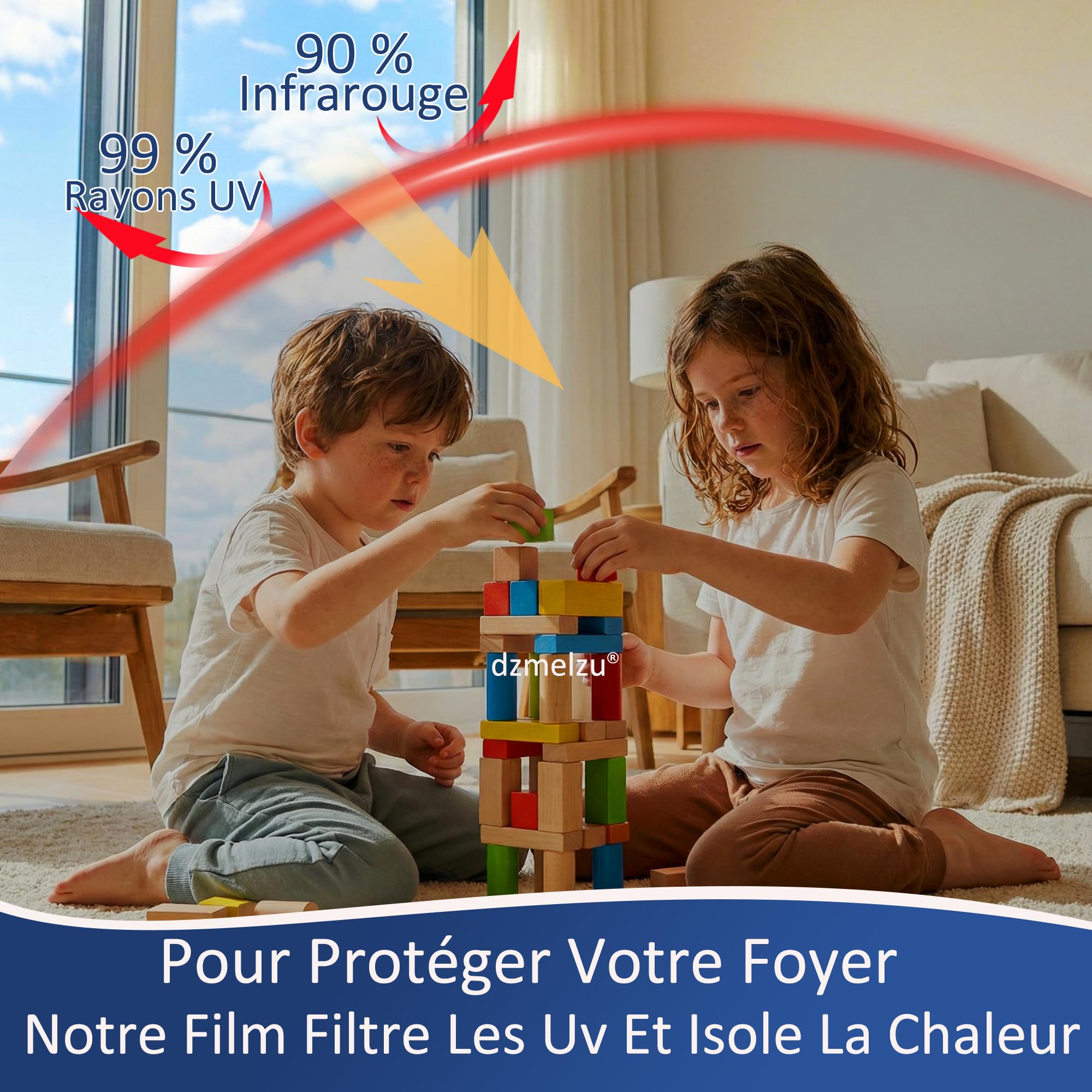 Film Fenetre Anti Regard Film Anti Chaleur et UV Bon Effet Miroir sans Tain Solaire Fenetre avec Kit Protection de La Vie Privée Film Occultant Fenêtre (Argenté (Pas de Adhésif, 105X400(cm))