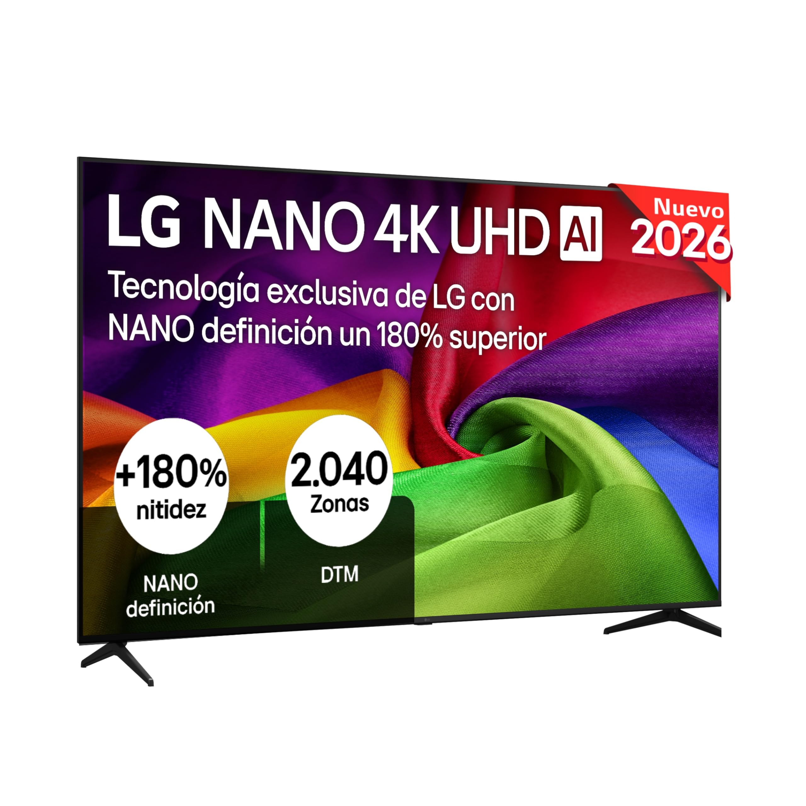LG 75NU800B6LA – TV 75″, Nano 4K UHD AI, Smart TV, WebOS 25 (Actualizable), Procesador Alpha 7 Gen9 AI, 144Hz, HDR10 y Dolby Digital Plus, Sin Reflejos al 94%, Alexa/Google Assistant, Negro