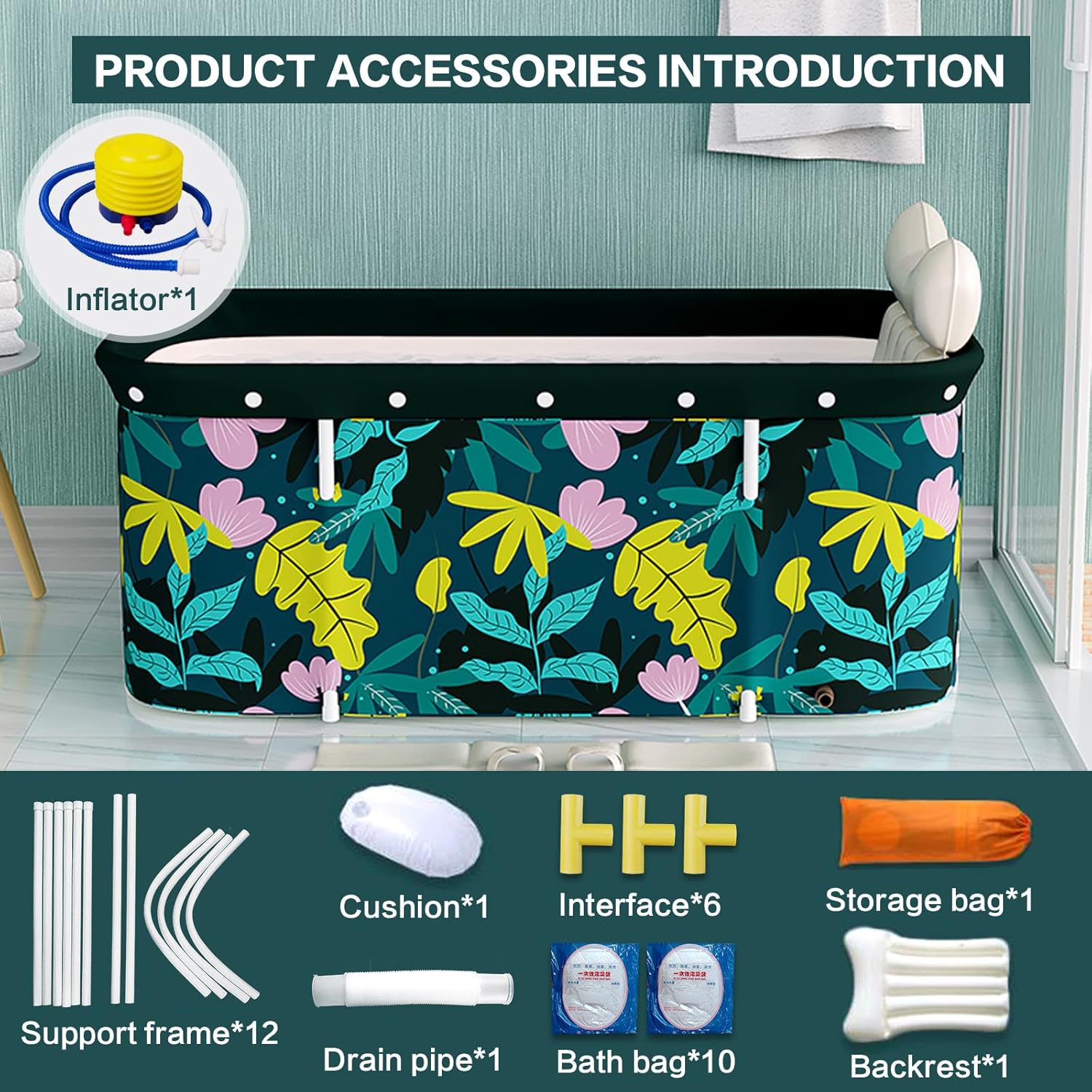 Buy ONEBOOK Portable Bathtub, Folding Bath Tub for Adults, Movable