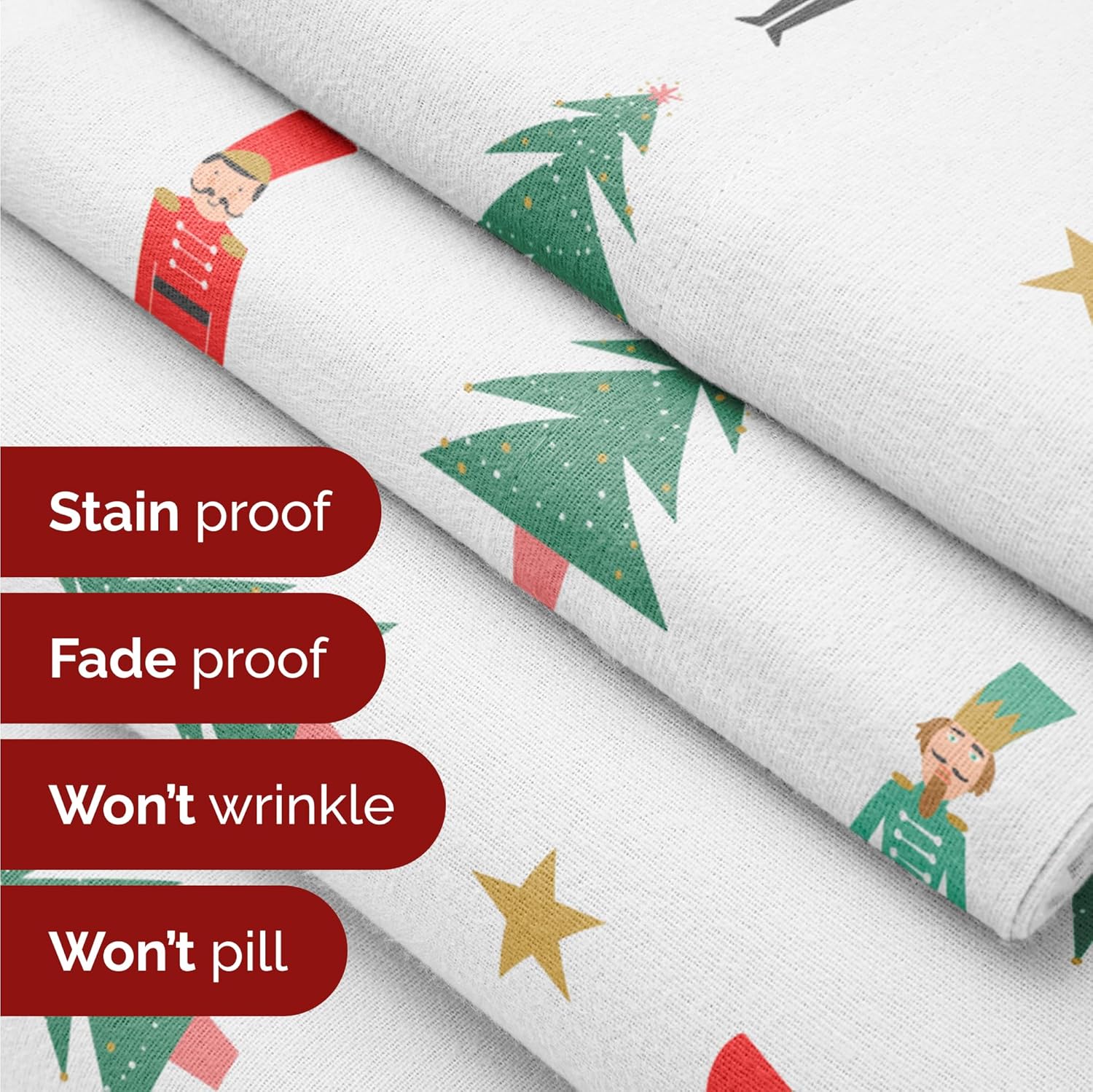 Flannel Christmas Sheets - 100% Cotton Flannel Sheet Set - Queen Size - Soft & Cozy - Thick Warm Heavyweight Winter Bed Set - Deep Pocket Holiday Bedding for Women, Men and Kids - Nutcracker Ballet