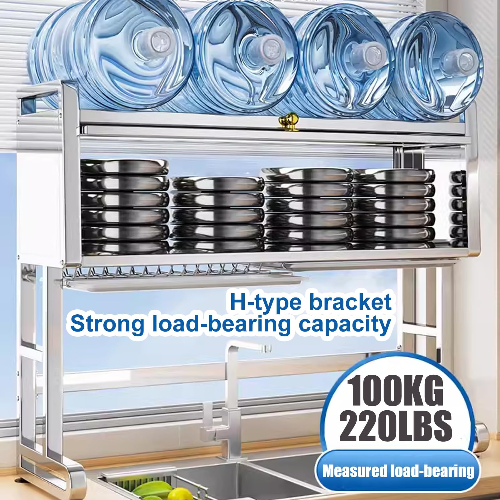 Genérico Escurridor de Platos de Acero Inoxidable de 2 Niveles sobre el Fregadero para Ahorrar Espacio en la Cocina, escurridor para Platos, Vasos, Cuencos y Cubiertos (30 Pulgadas)