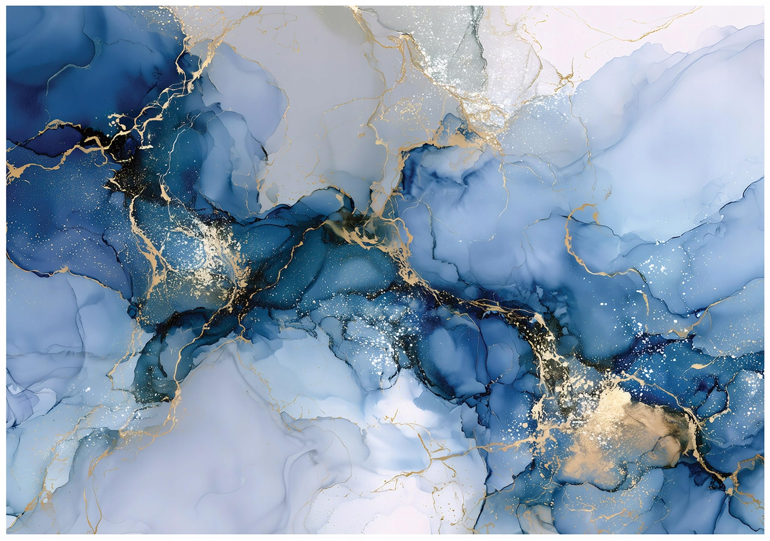 Wallarena Marble Blue 2 Non-Woven Photo Wallpaper 300 X 210 Cm